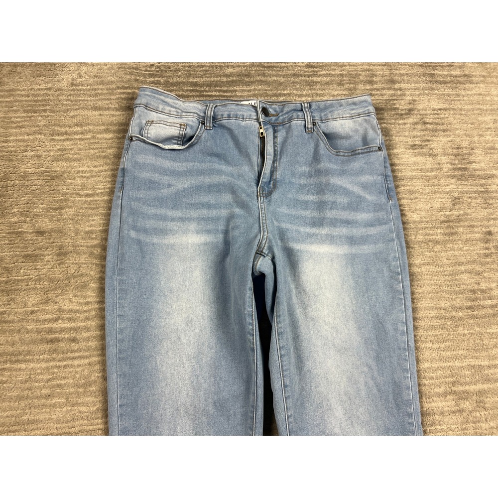 Bleu Cropped Jeans Womens 14 Light Blue BWC0085 Stretch Cuffed Denim Capris - Picture 2 of 13